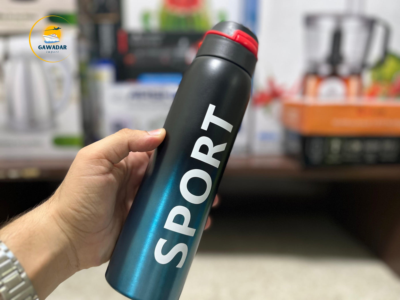 SPORT Brand Vacuum Water Bottle 500ml , Stainless Steel Build In Straw