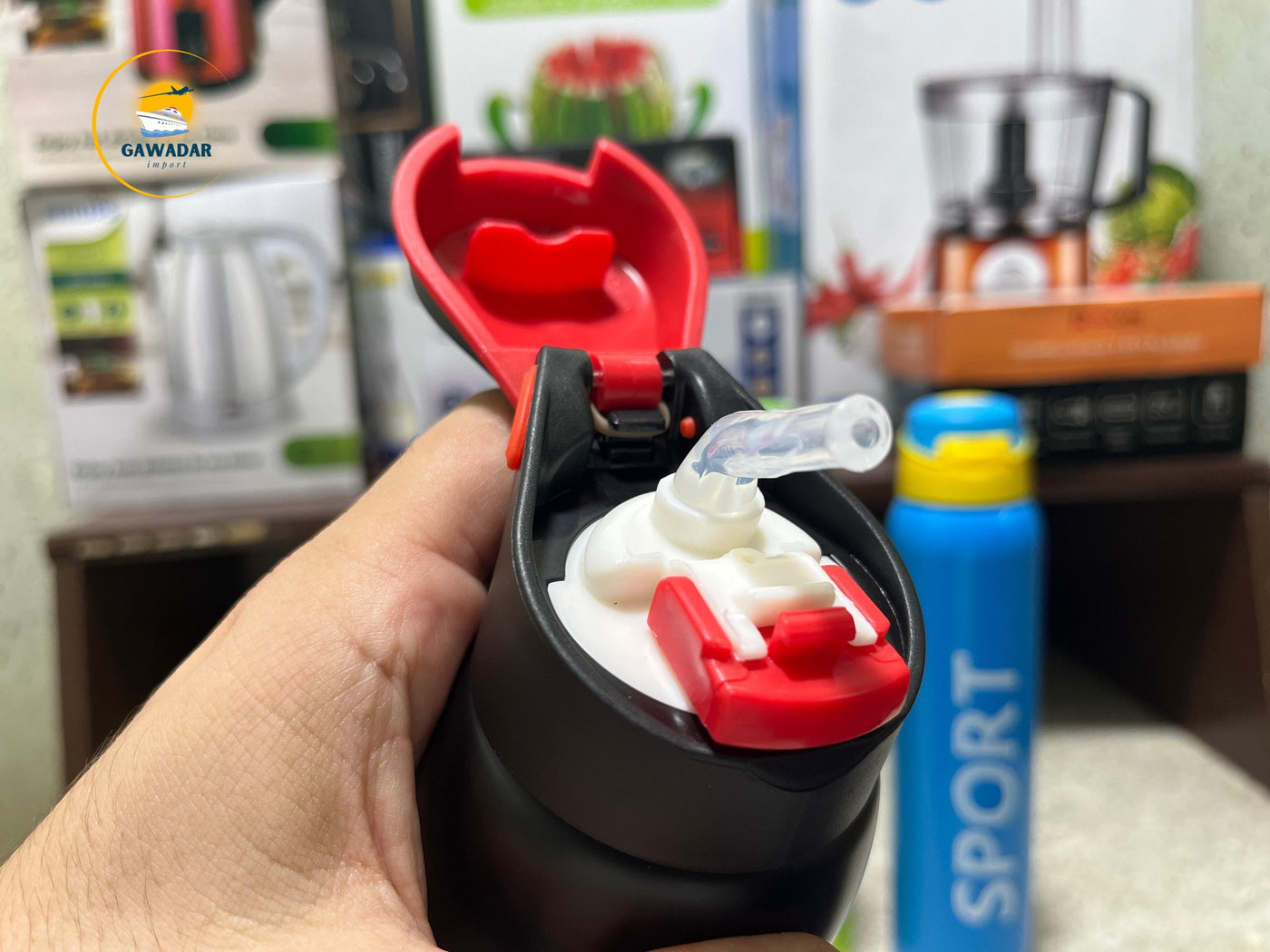 SPORT Brand Vacuum Water Bottle 500ml , Stainless Steel Build In Straw