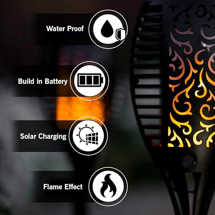 Solar Rechargeable LED Flame Waterproof Garden Decoration Light