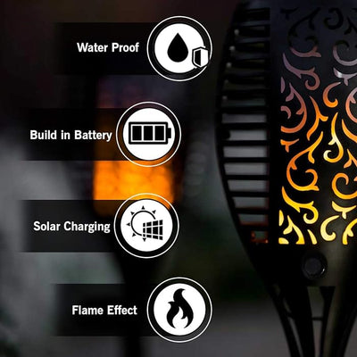 Solar Rechargeable LED Flame Waterproof Garden Decoration Light