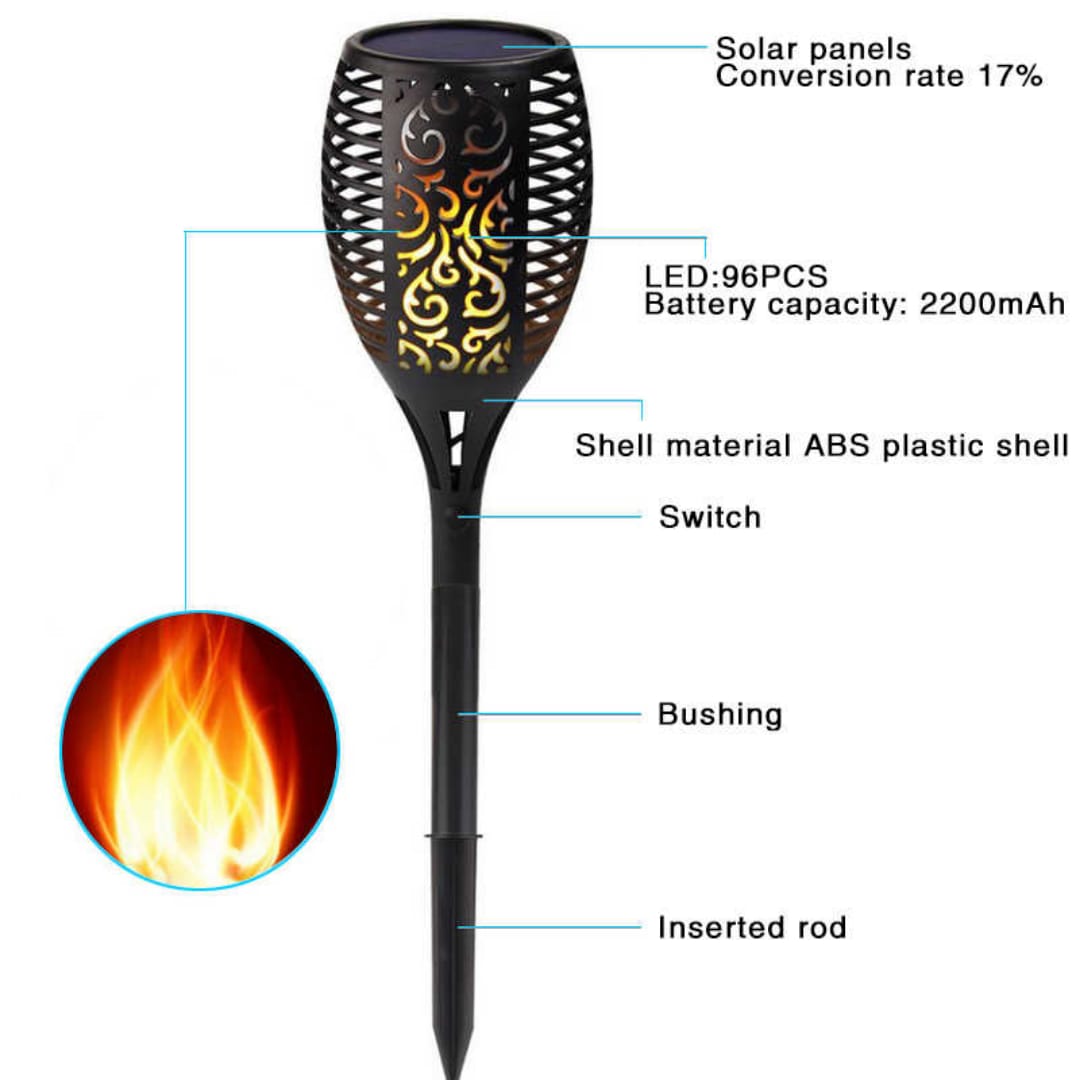 Solar Rechargeable LED Flame Waterproof Garden Decoration Light