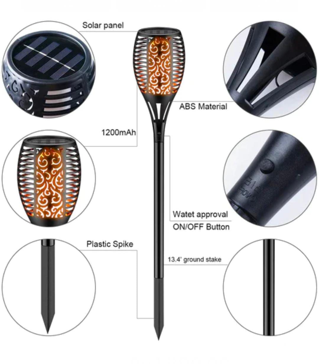 Solar Rechargeable LED Flame Waterproof Garden Decoration Light