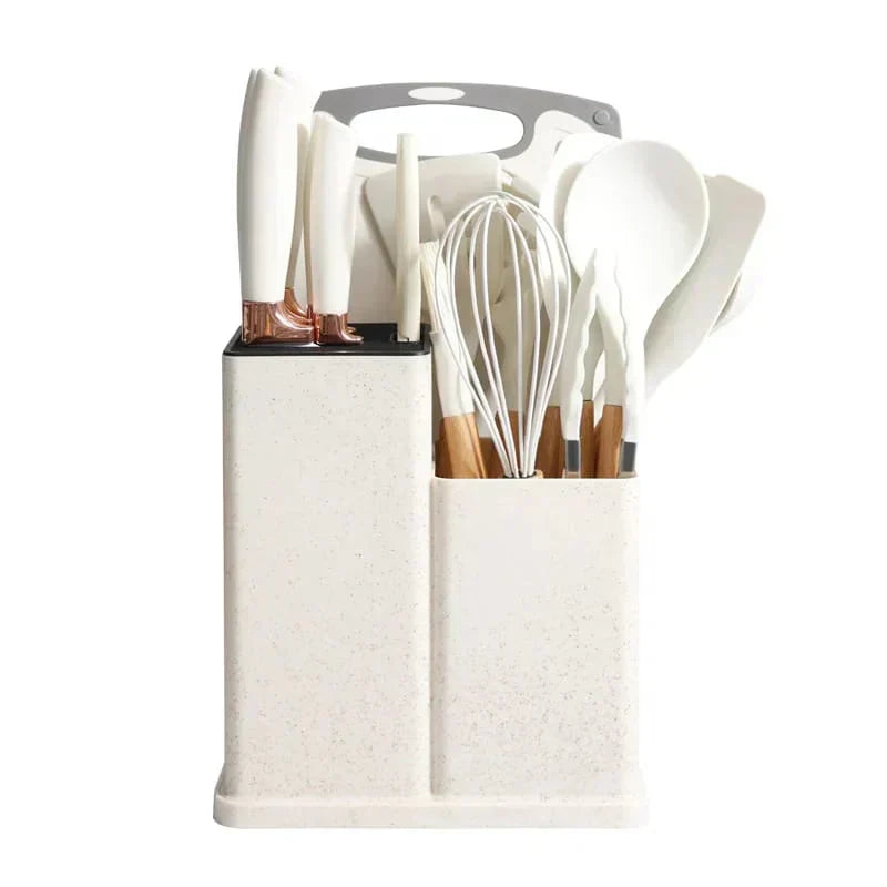 19 PCs Silicon Cooking & Knife Set and Cutting Board Hot Selling Item
