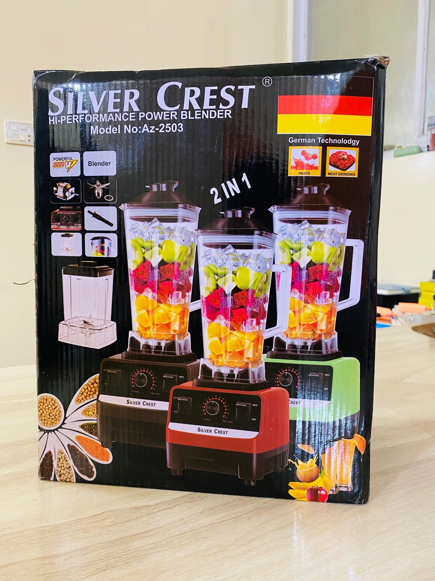 German Lot Imported 2L Unbreakable Powerful 2-in-1 Blender