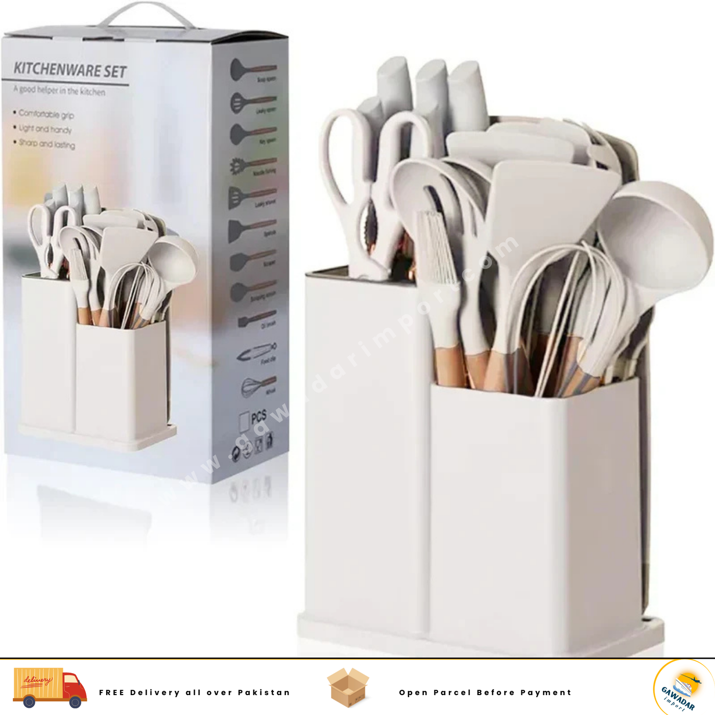 19 PCs Silicon Cooking & Knife Set and Cutting Board Hot Selling Item