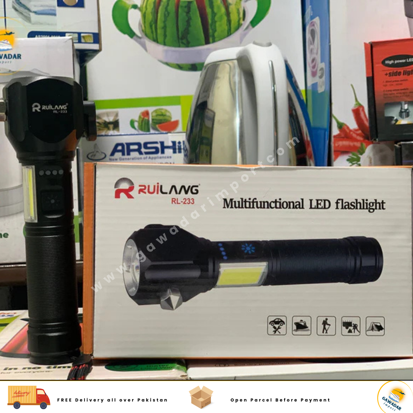 Rawilang RL-233 LED Bright Light Torch 1KM Range