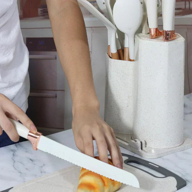 19 PCs Silicon Cooking & Knife Set and Cutting Board Hot Selling Item