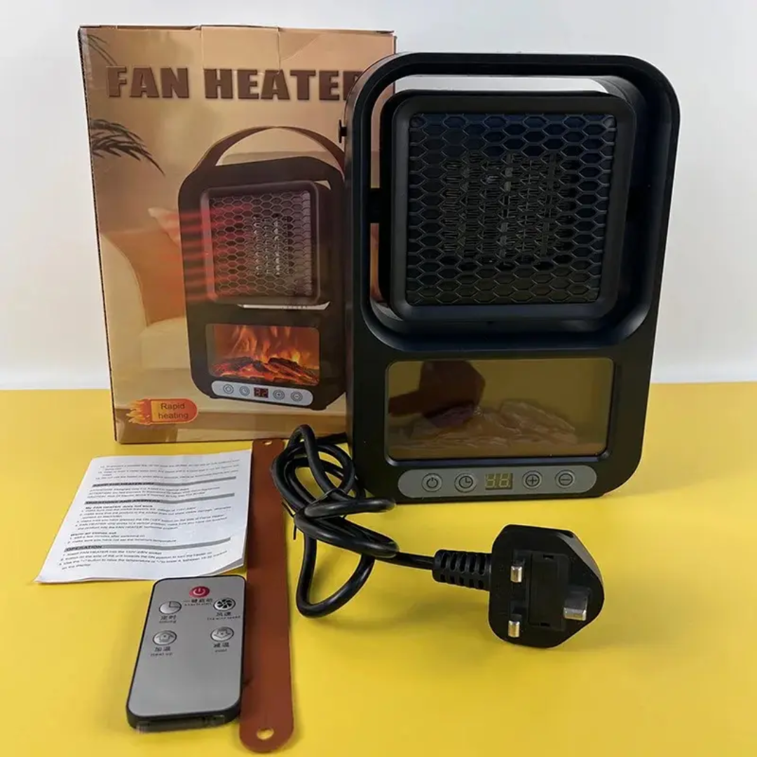 Portable Electric Heater With LED Fireplace Display