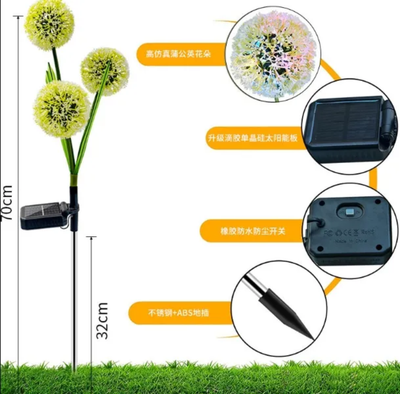 Solar Dandelion Waterproof Garden Lights for Yard and Patio Decoration