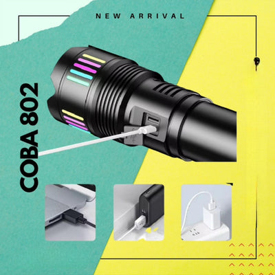 COBA Powerful Long Range Super Updated Model Led Flashlight - Torch CB-802